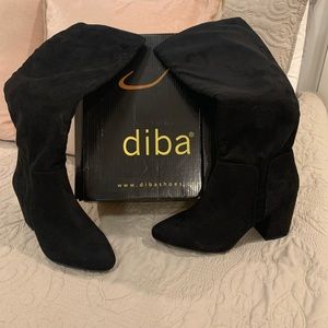 Black suede heeled boots